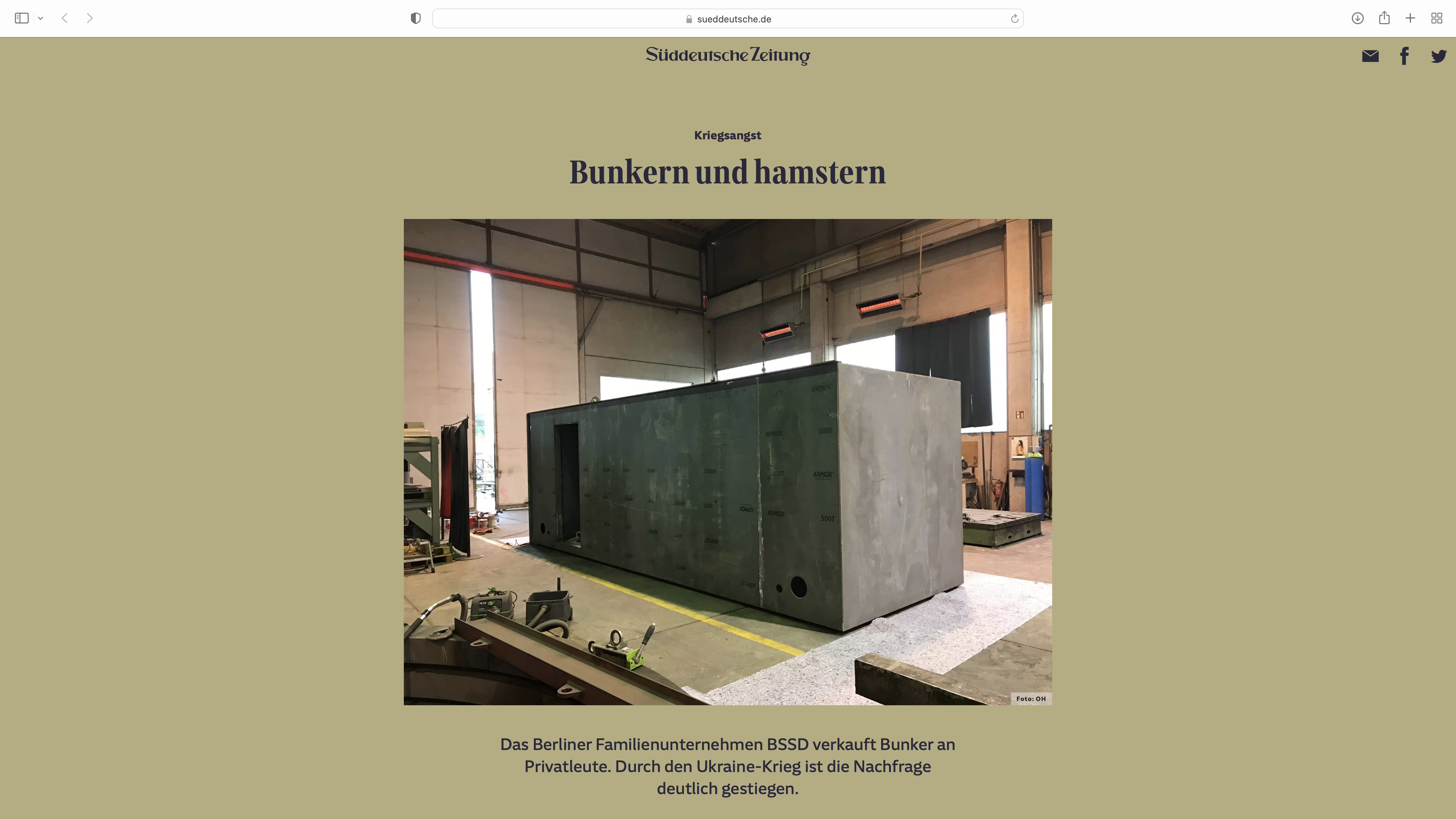 Bunkern und Hamstern Artikel in der Süddeutschen Zeitung