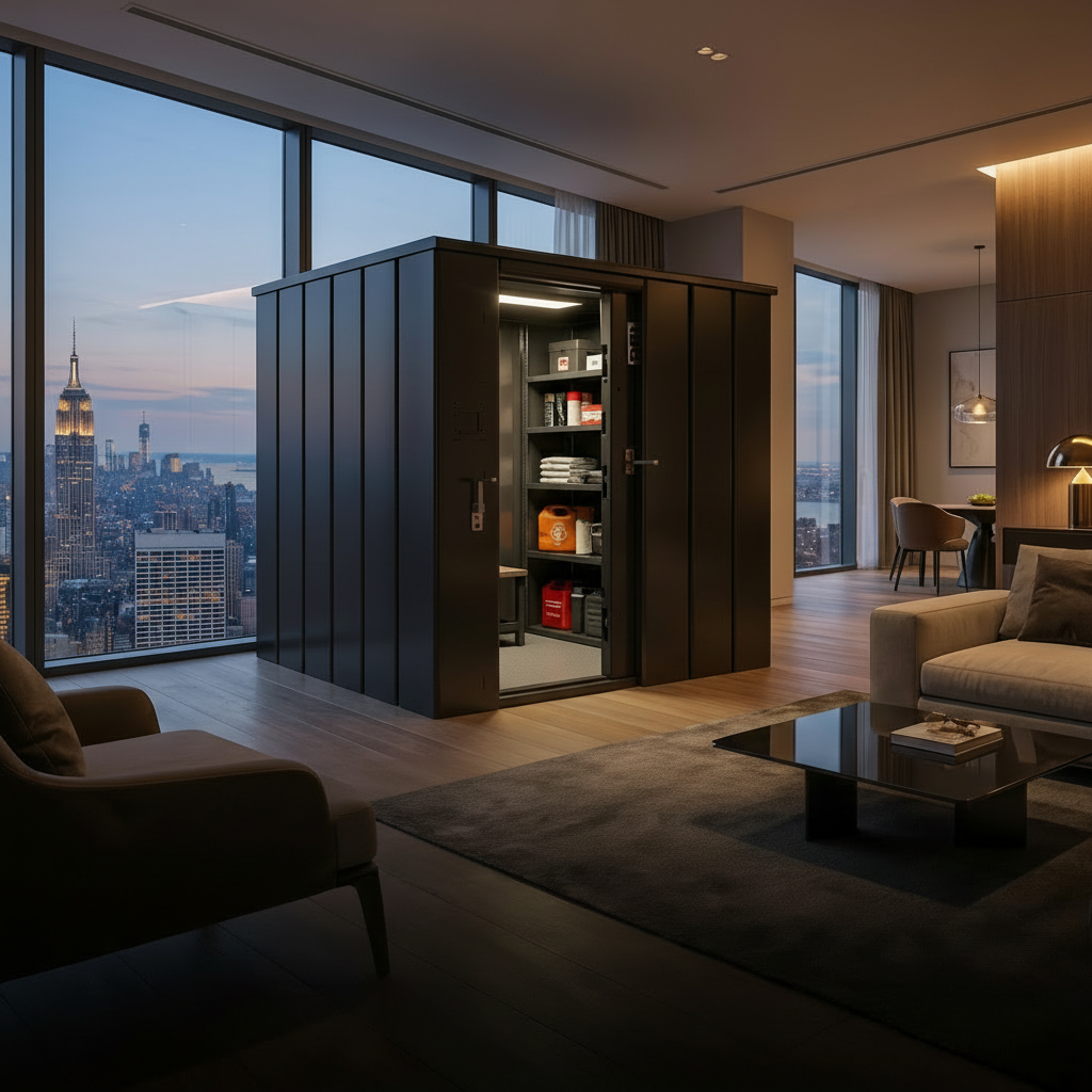 Panikraum im Wohnung installiert mit Notvorrat